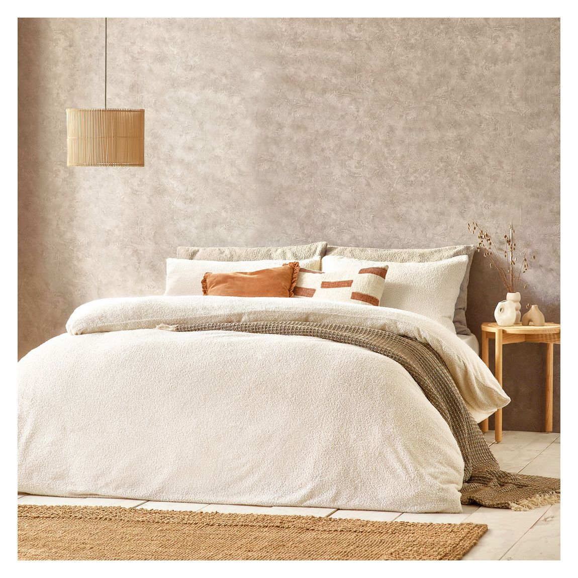Boucle Super King Duvet Set, Ecru main product photo