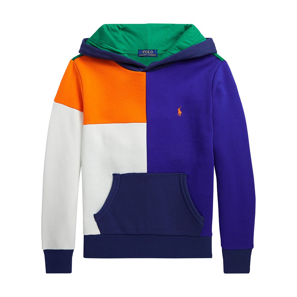 Older Boy′s Blue Colour Block Cotton Blend Hoodie main product photo