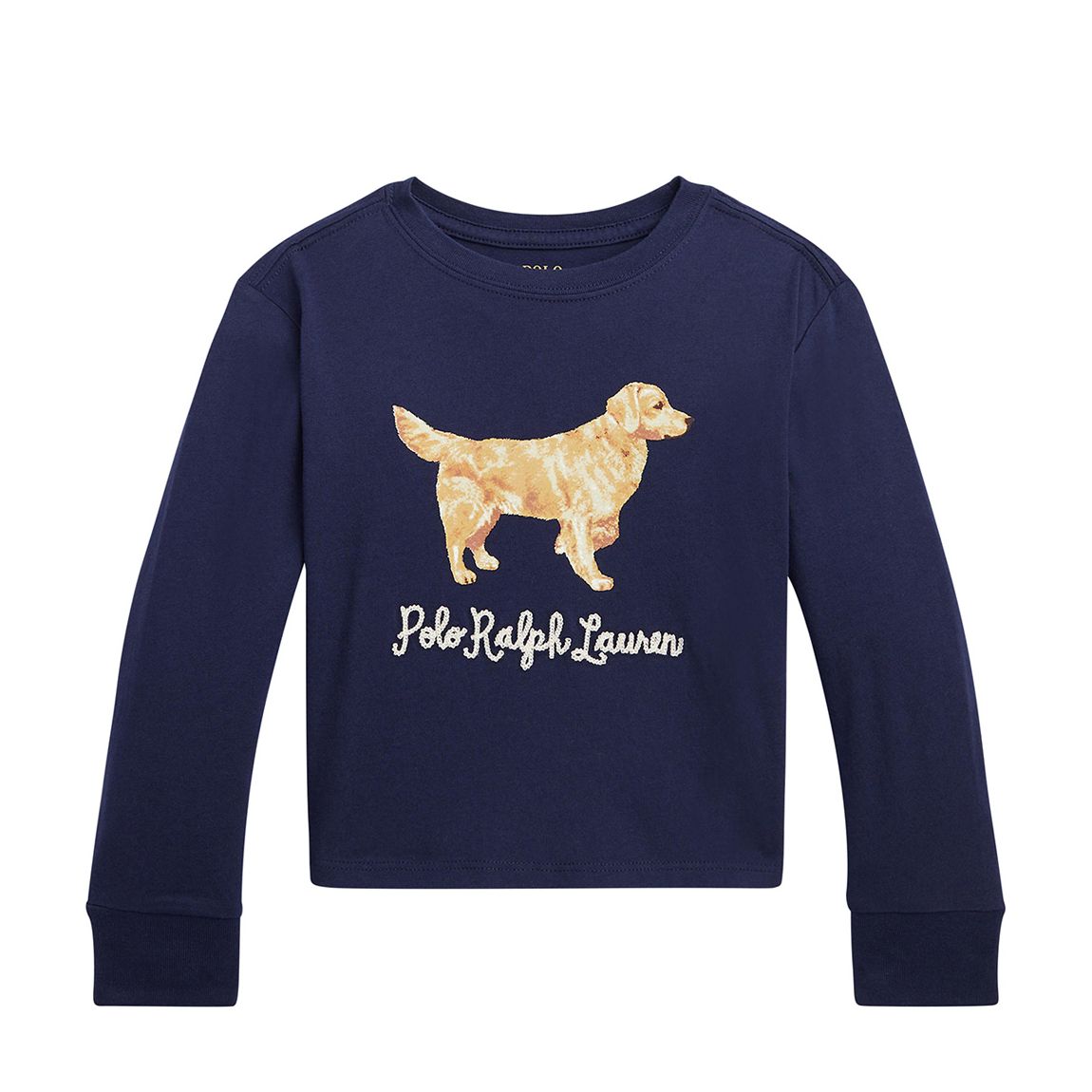 Younger Girl′s Navy Animal Logo Long-Sleeve Cotton T-Shirt main product photo