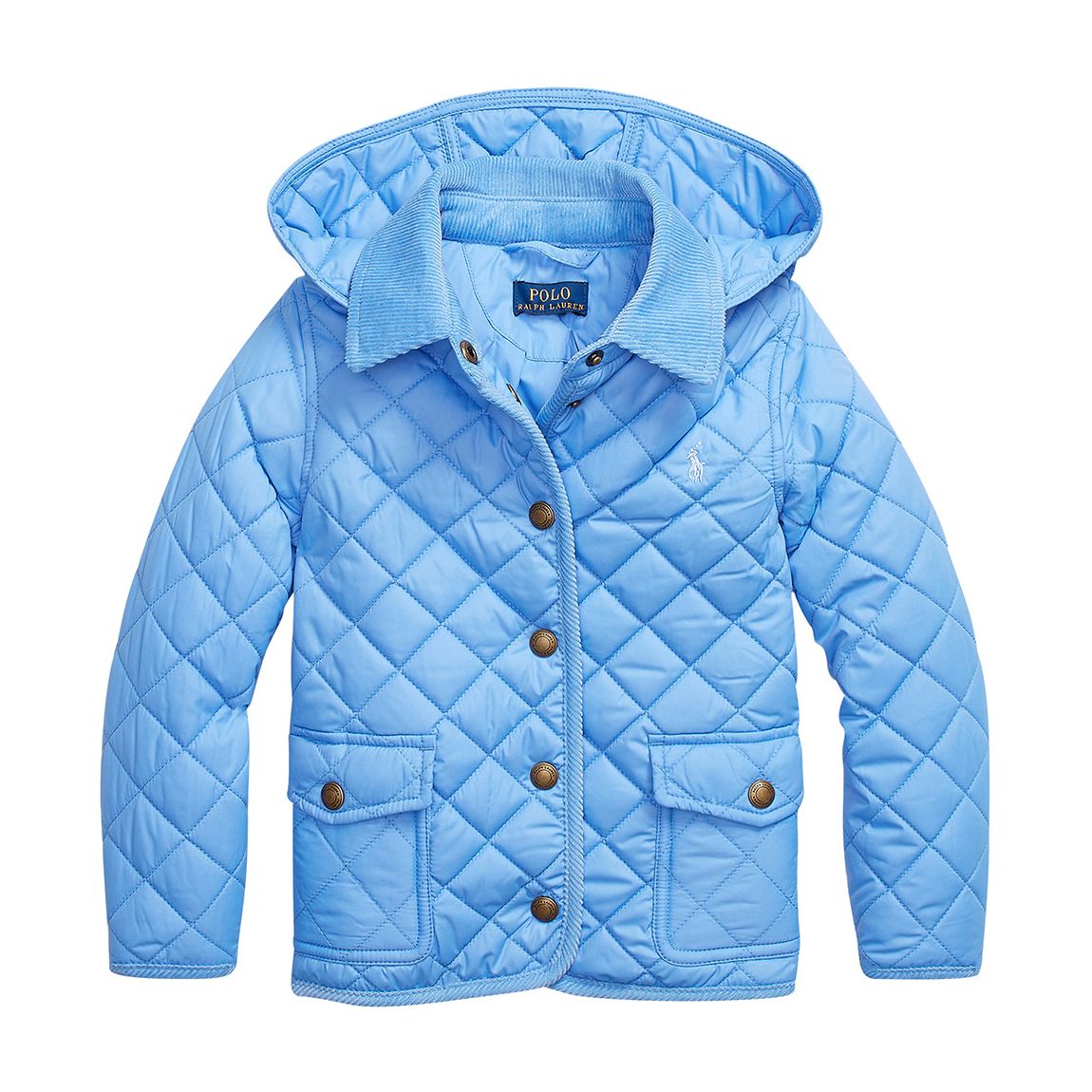 Younger Girl′s Blue Quilted Water Resistant Barn Jacket main product photo