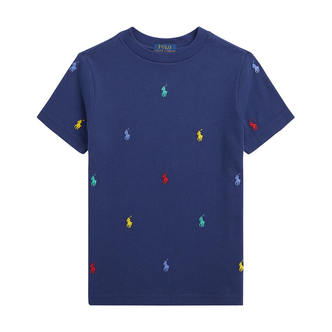 Younger Boy′s Dark Blue Pony Print Cotton T-Shirt main product photo