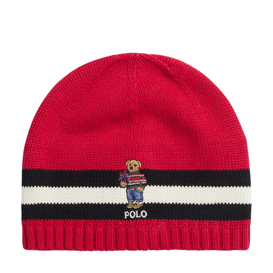 Younger Boy′s Red Teddy Logo Cotton Beanie main product photo