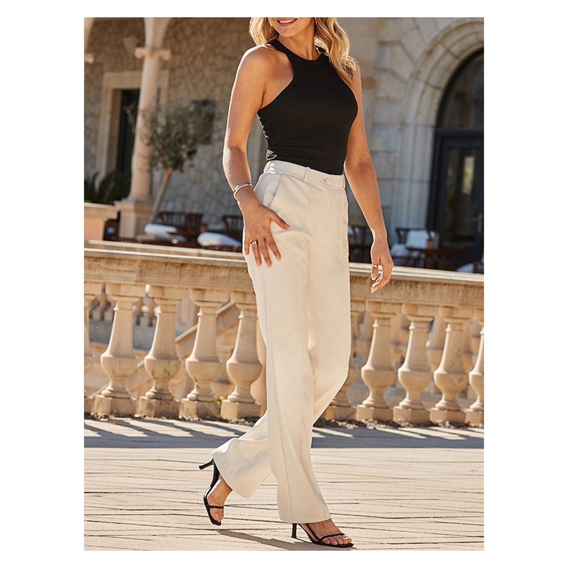 White Faux Leather Wide Leg Trousers main product photo