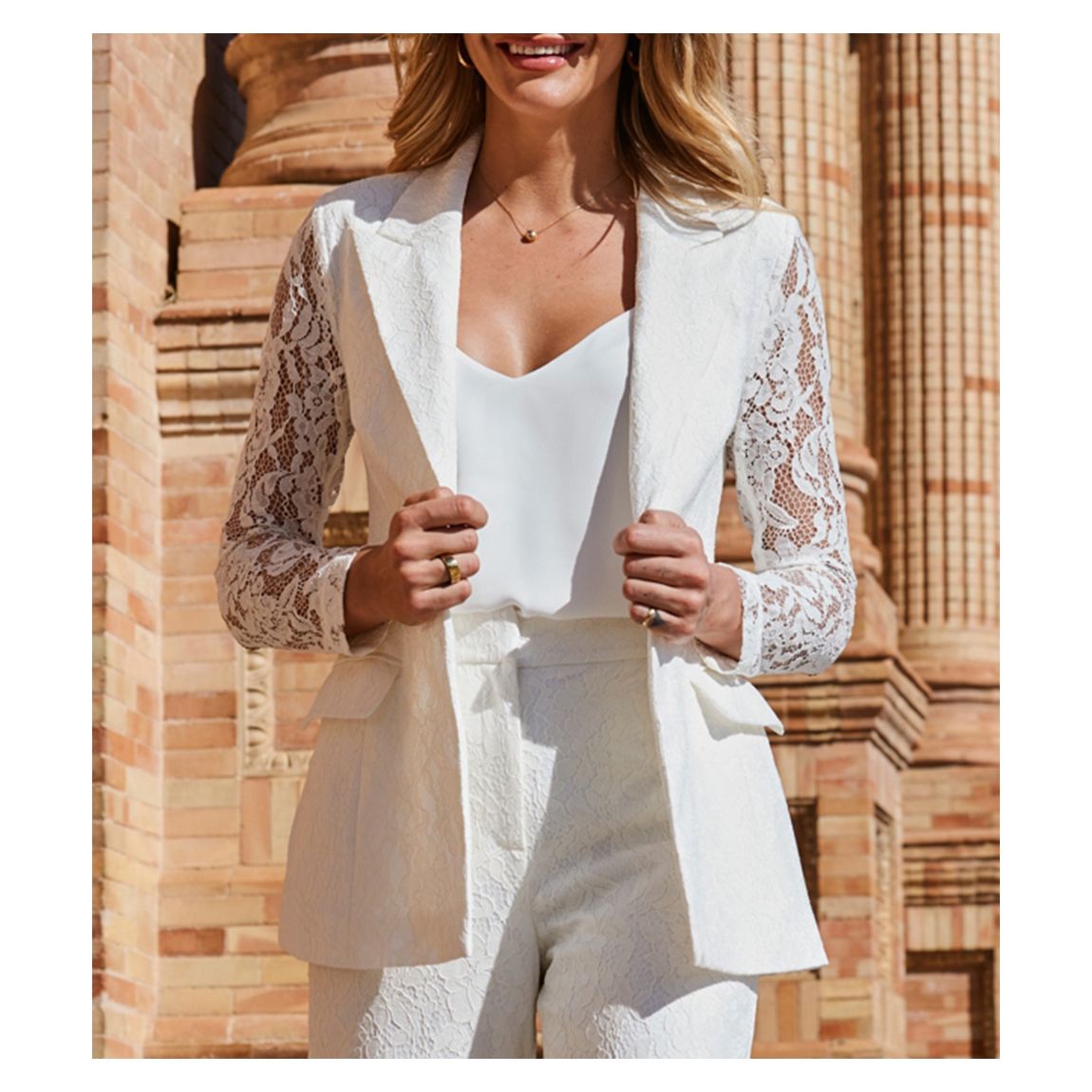 Ivory Premium Lace Detail Blazer main product photo