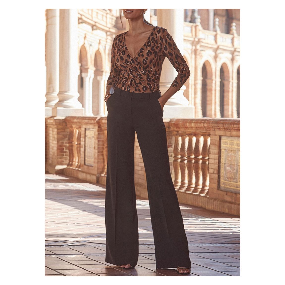 Black High Waisted Wide Leg Trousers main product photo