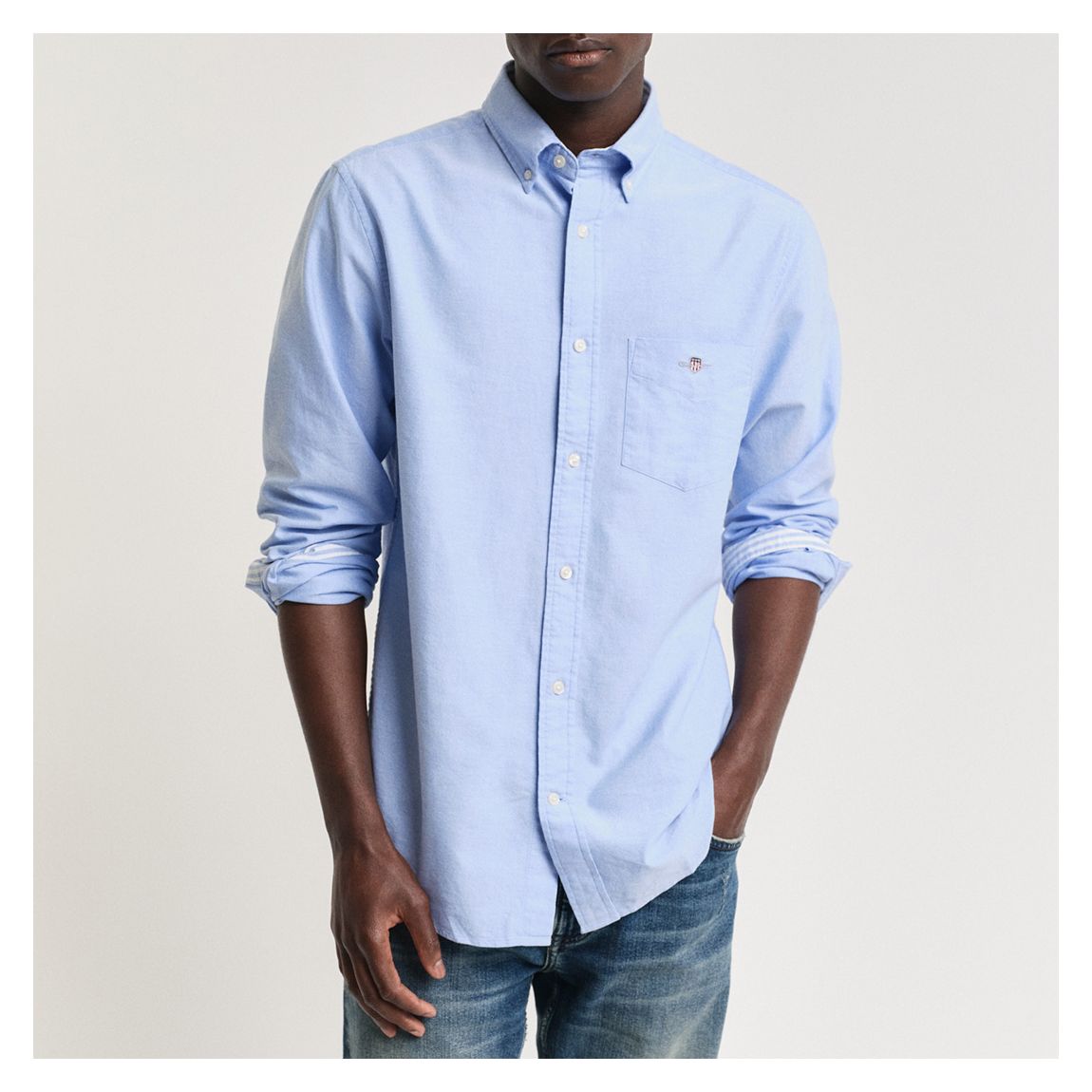 Pale Blue Regular Oxford Shield Shirt main product photo