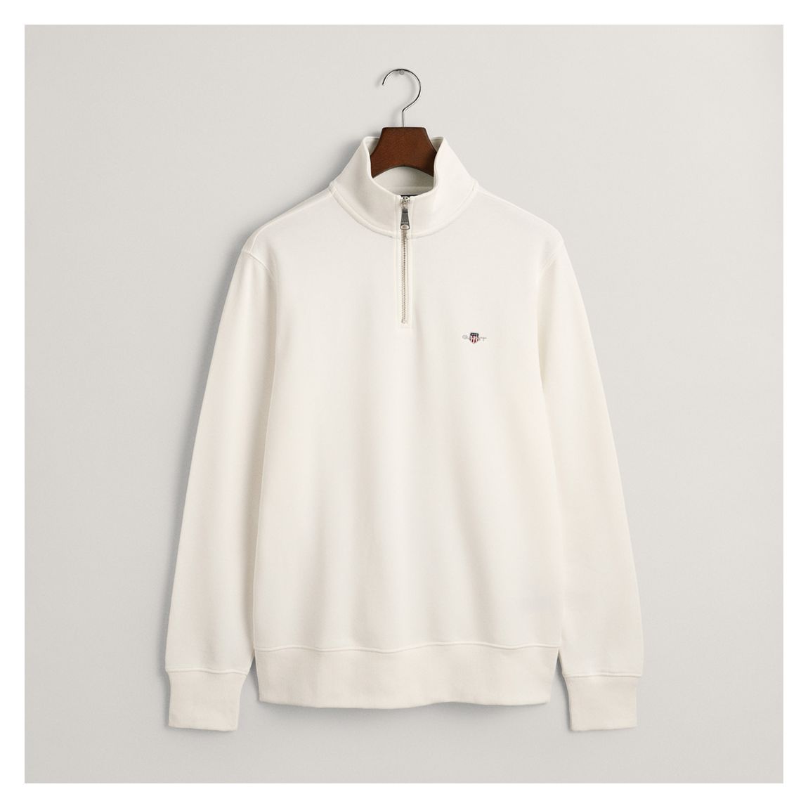 Ecru Embroidered Archive Shield Half Zip Sweatshirt main product photo