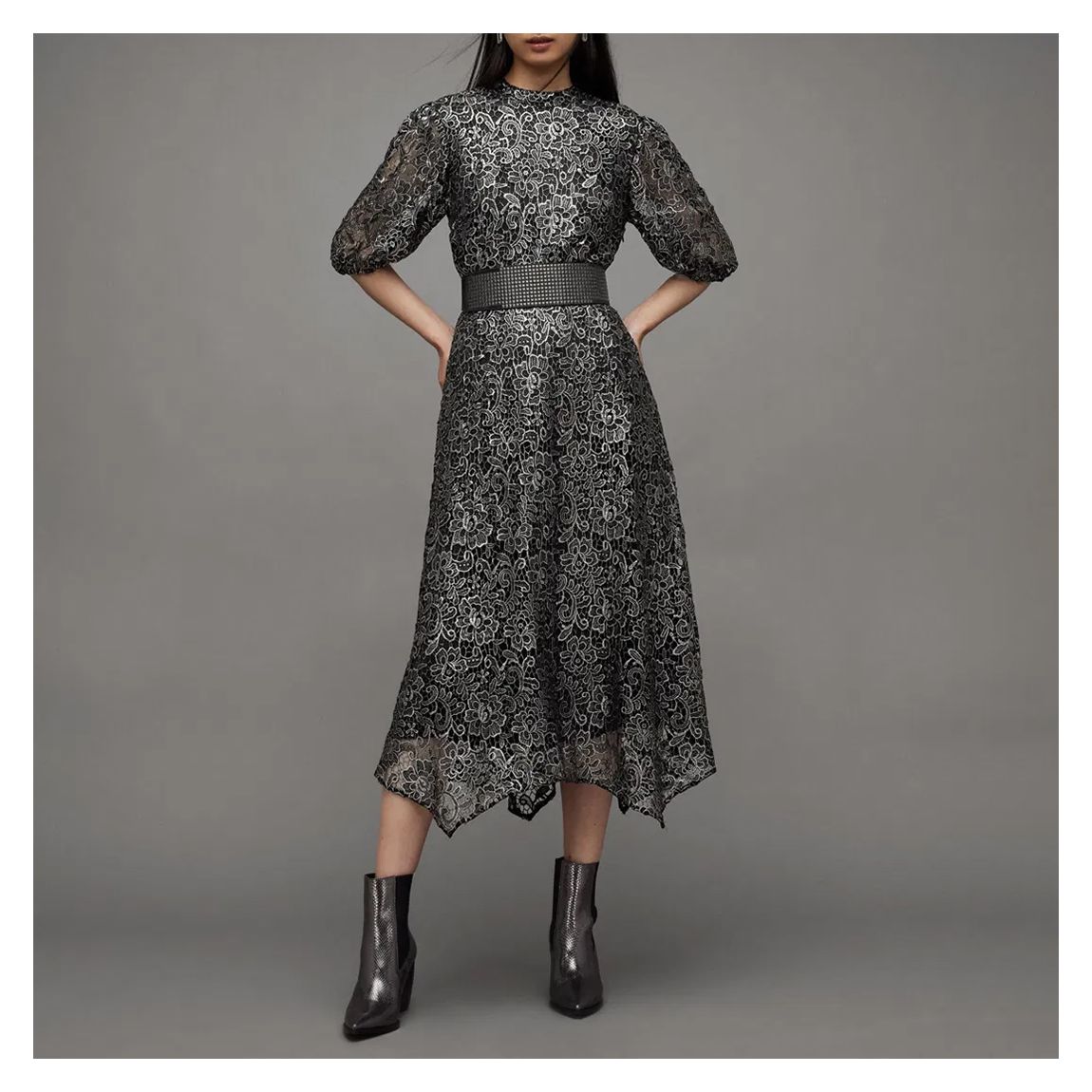 Grey Camila Broderie Dress main product photo