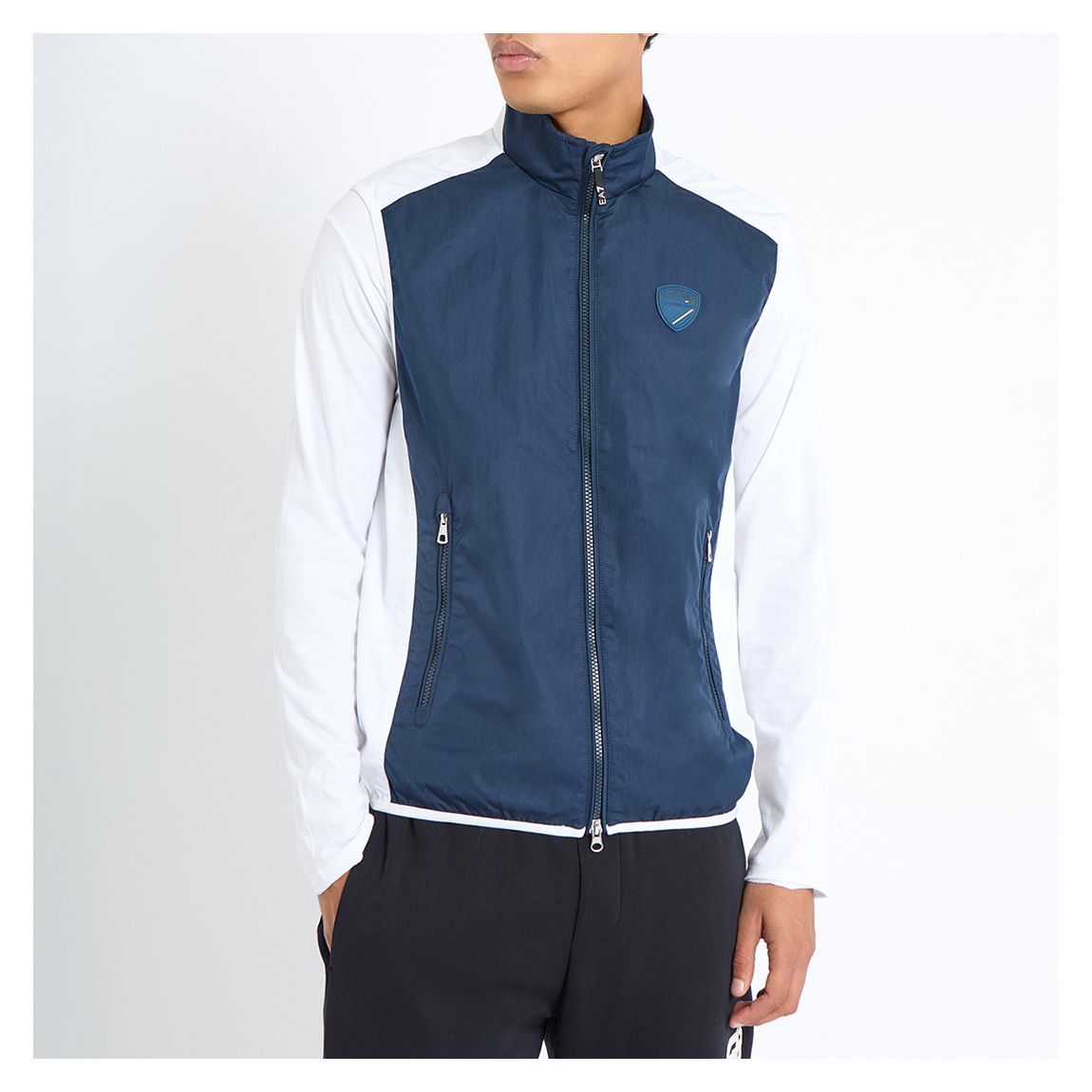 Navy High Neck Cotton Blend Gilet main product photo