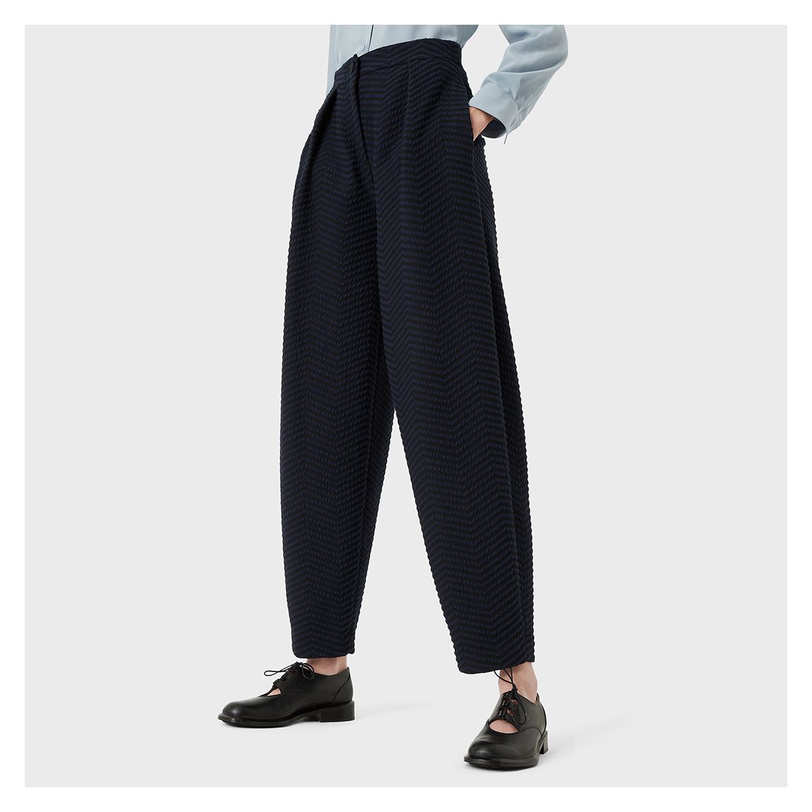 Navy Printed Cotton Blend Trousers main product photo