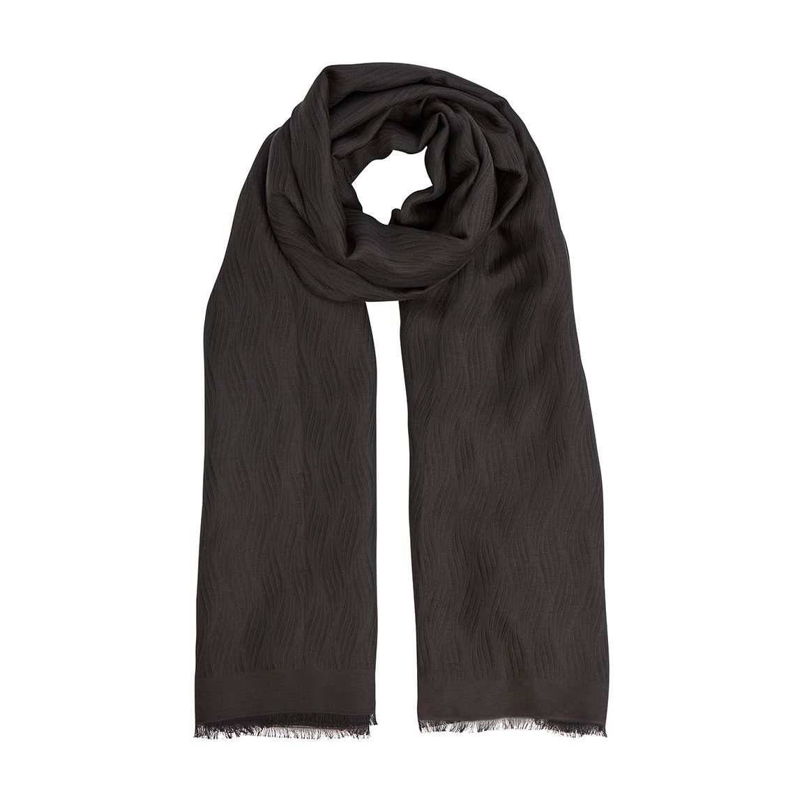 Black Fringed Trim Cotton Blend Scarf main product photo
