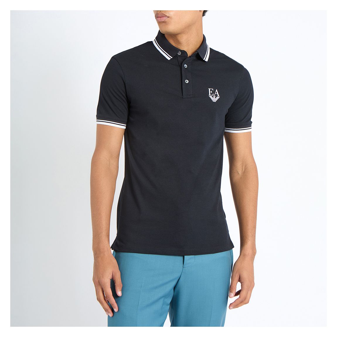 Navy Logo Stretch Cotton Polo Shirt main product photo