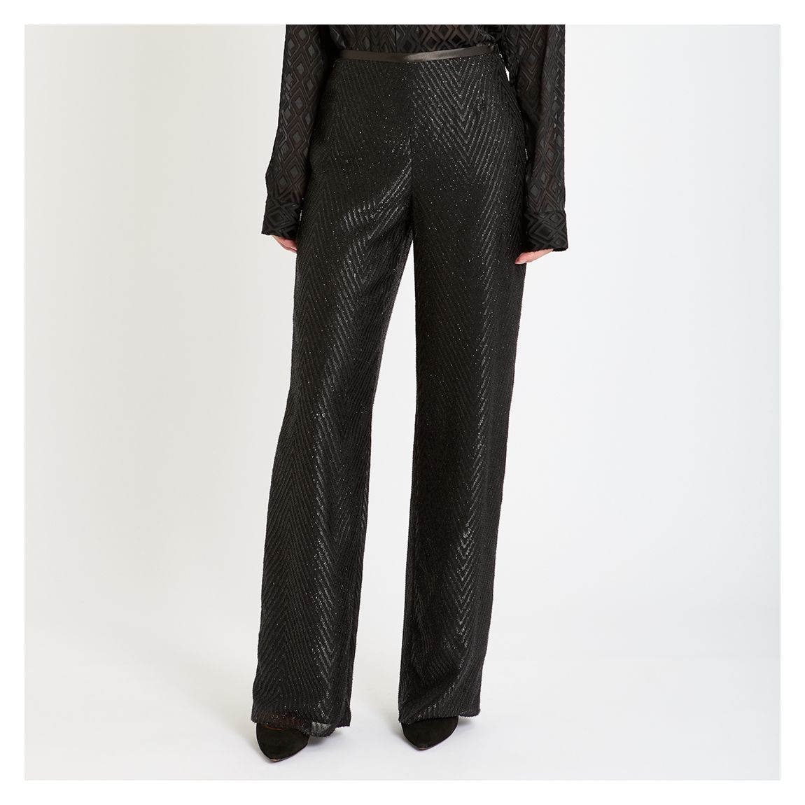 Black Chevron Print Trousers main product photo