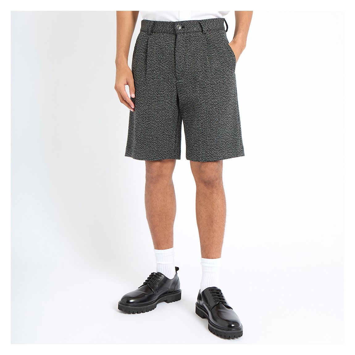 Grey Marl Cashmere Blend Shorts main product photo