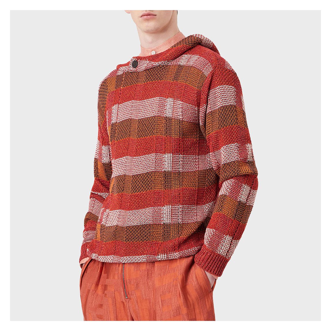 Red Stripe Cotton Blend Hoodie main product photo