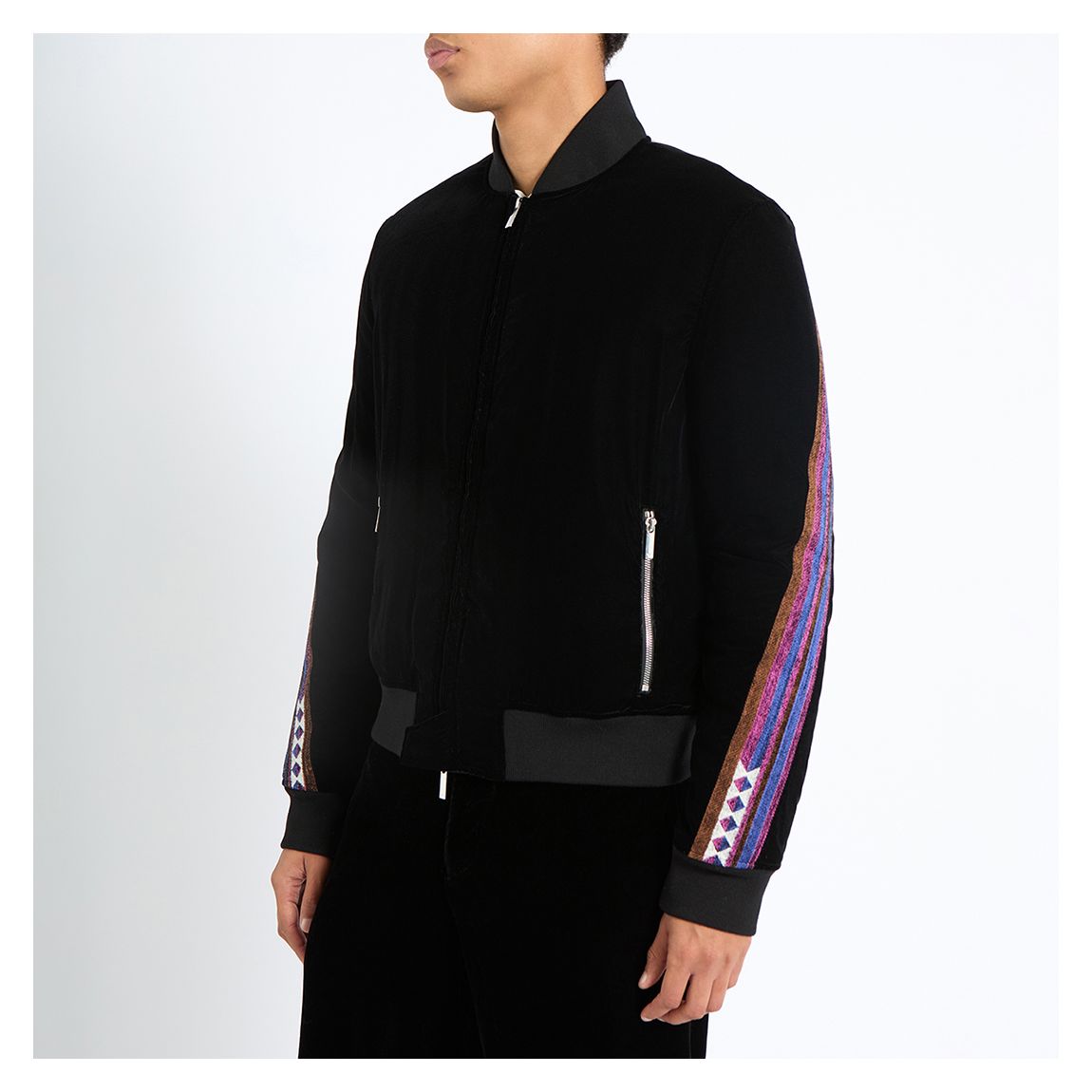 Black Velour Padded Bomber Jacket main product photo