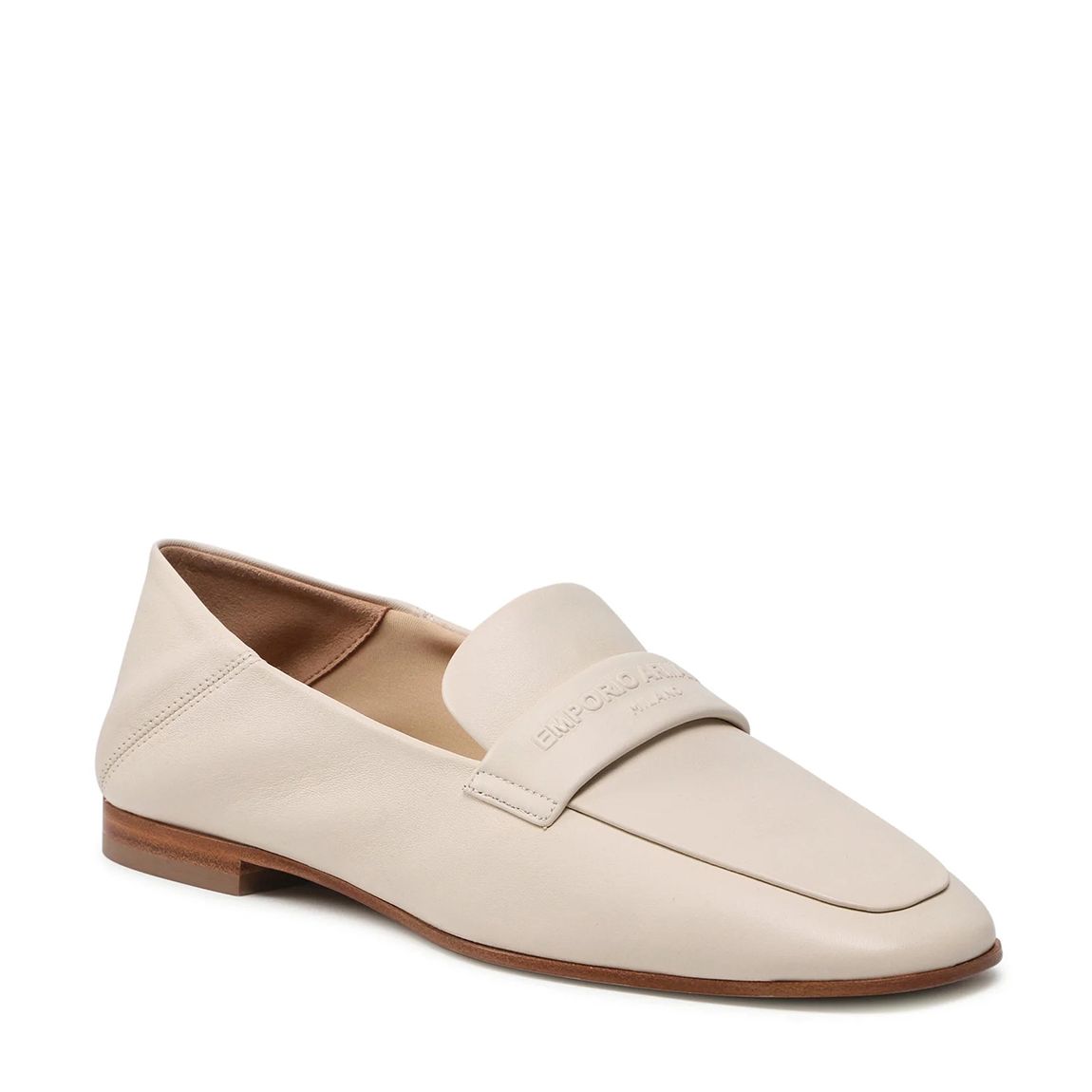 Cream Square Toe Leather Loafers main product photo