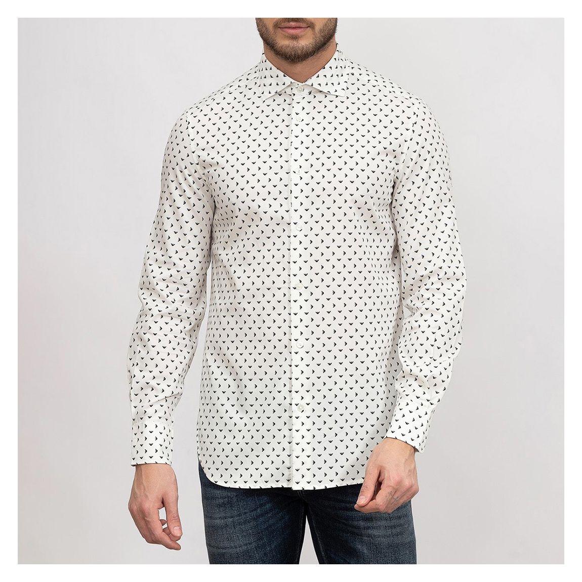 White Logo Printed Cotton Blend Shirt main product photo