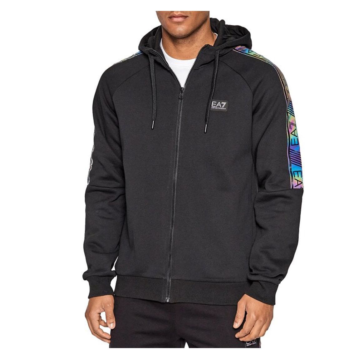 Black Contrast Branded Trim Cotton Hoodie main product photo