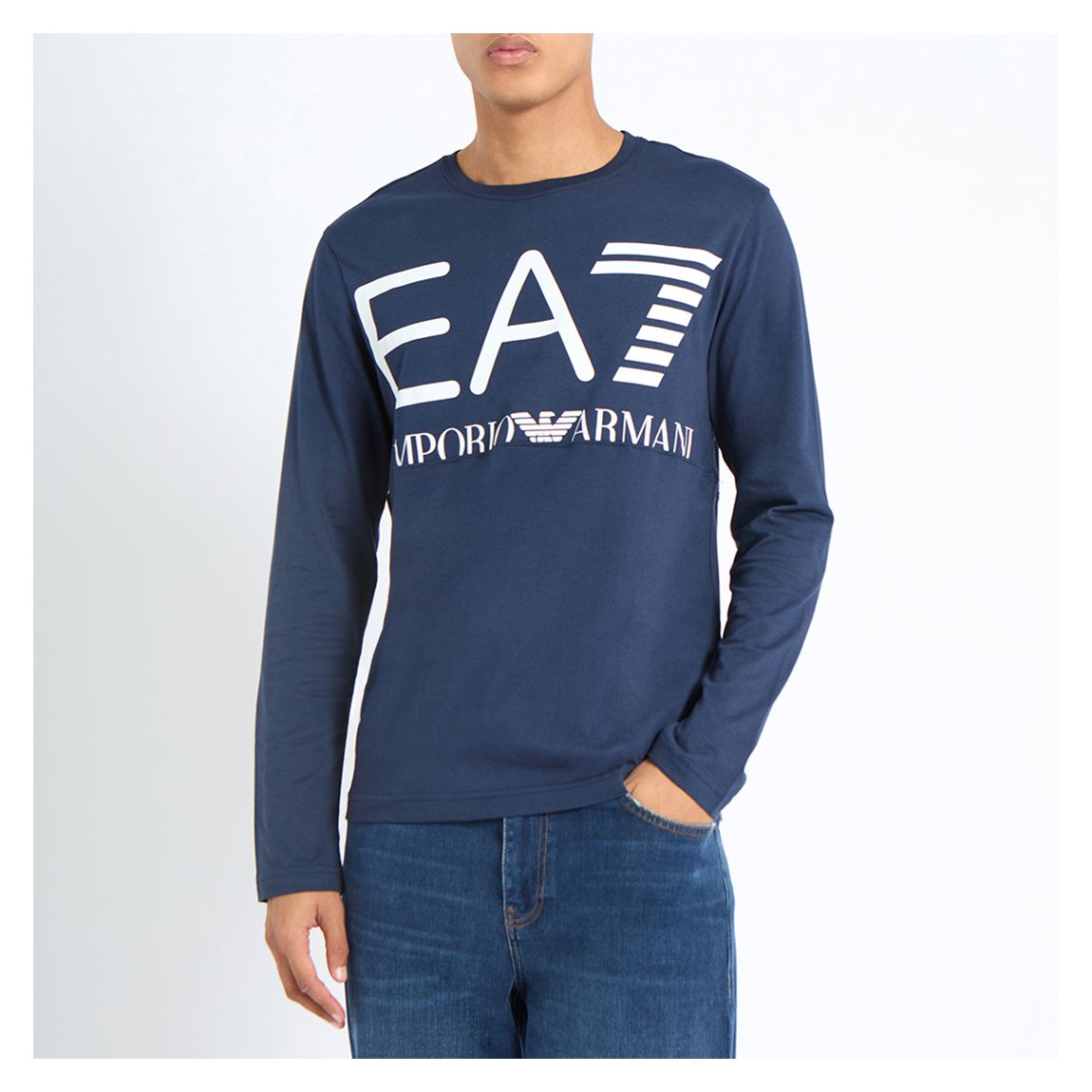 Navy Logo Long Sleeve Cotton T-Shirt main product photo