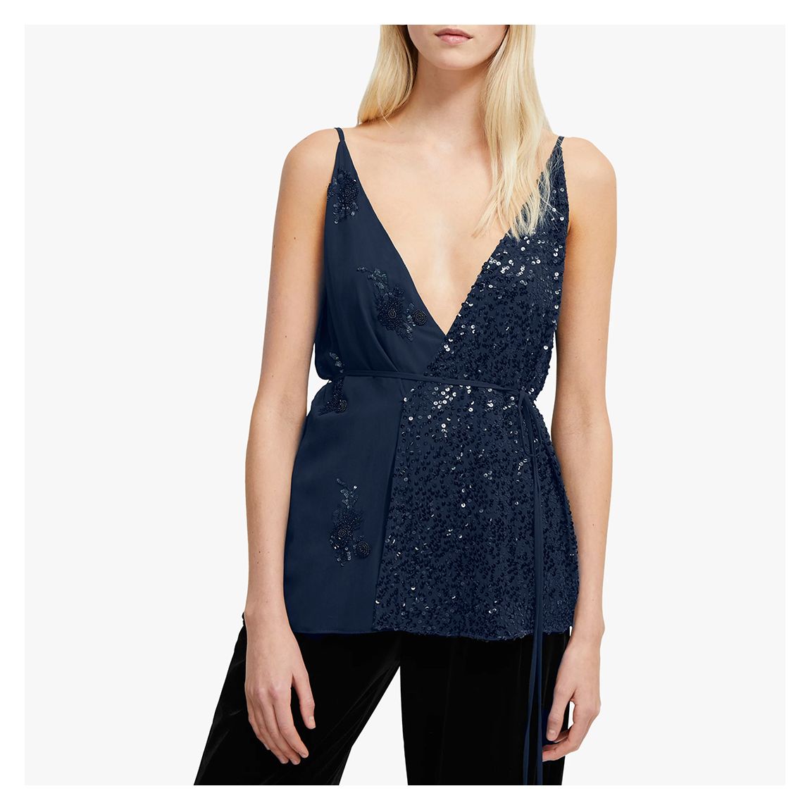 Navy Aurora Wrap Embellished Top main product photo