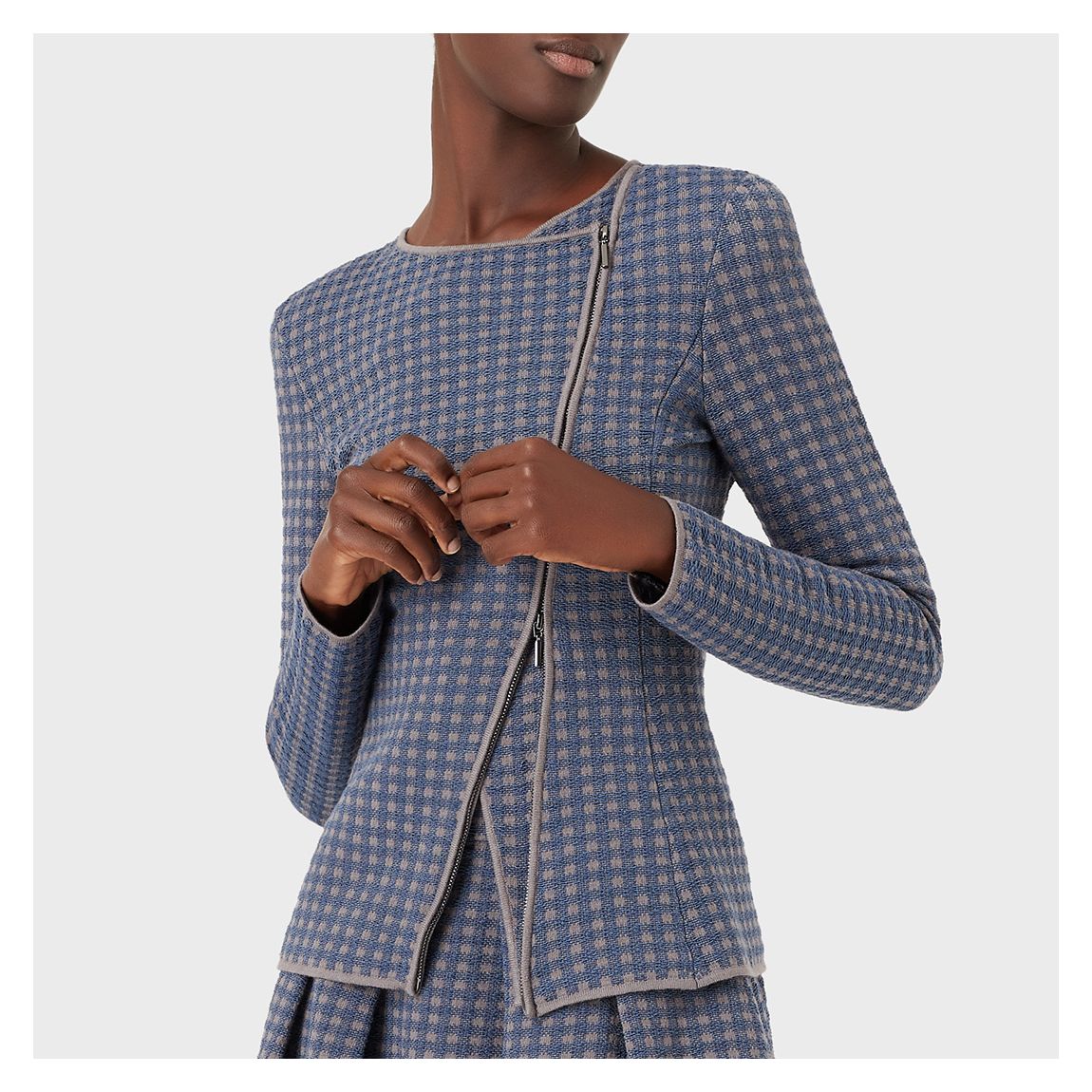 Blue Zip Cotton Blend Jacket main product photo