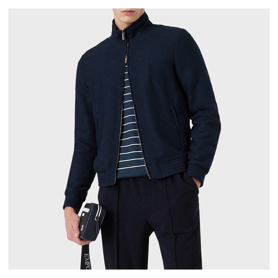 Blue Zip Textured Jacket main product photo