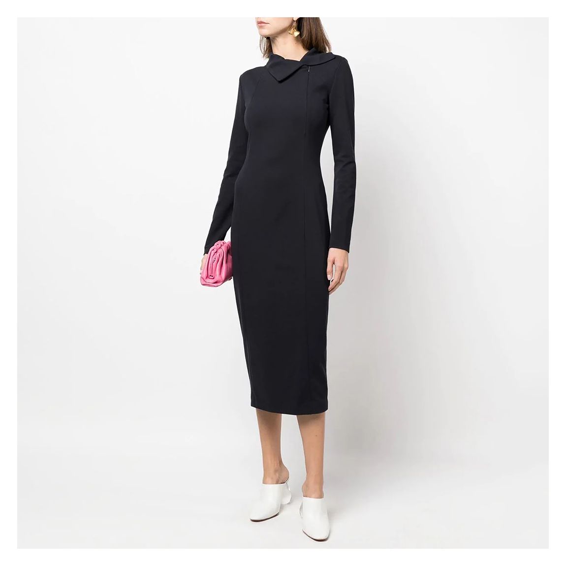 Black Long Sleeve Midi Dress main product photo