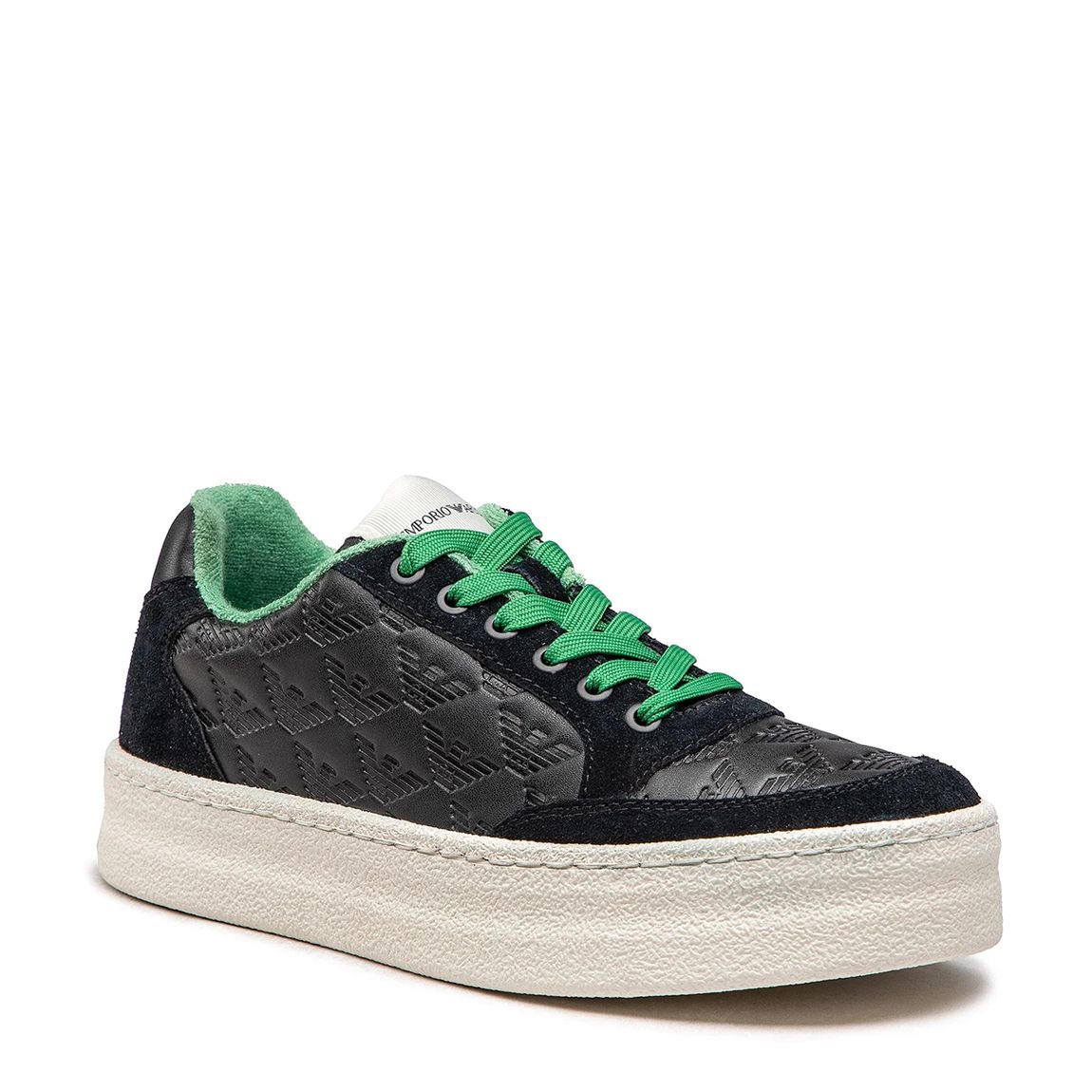Black Textured Leather Trainers main product photo