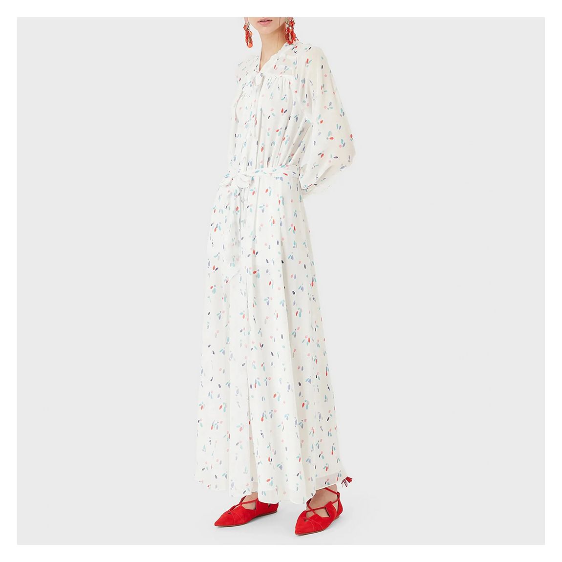 White Contrast Print Maxi Dress main product photo