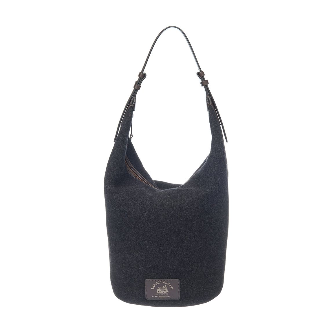 Charcoal Grey Cashmere Blend Bucket Bag main product photo