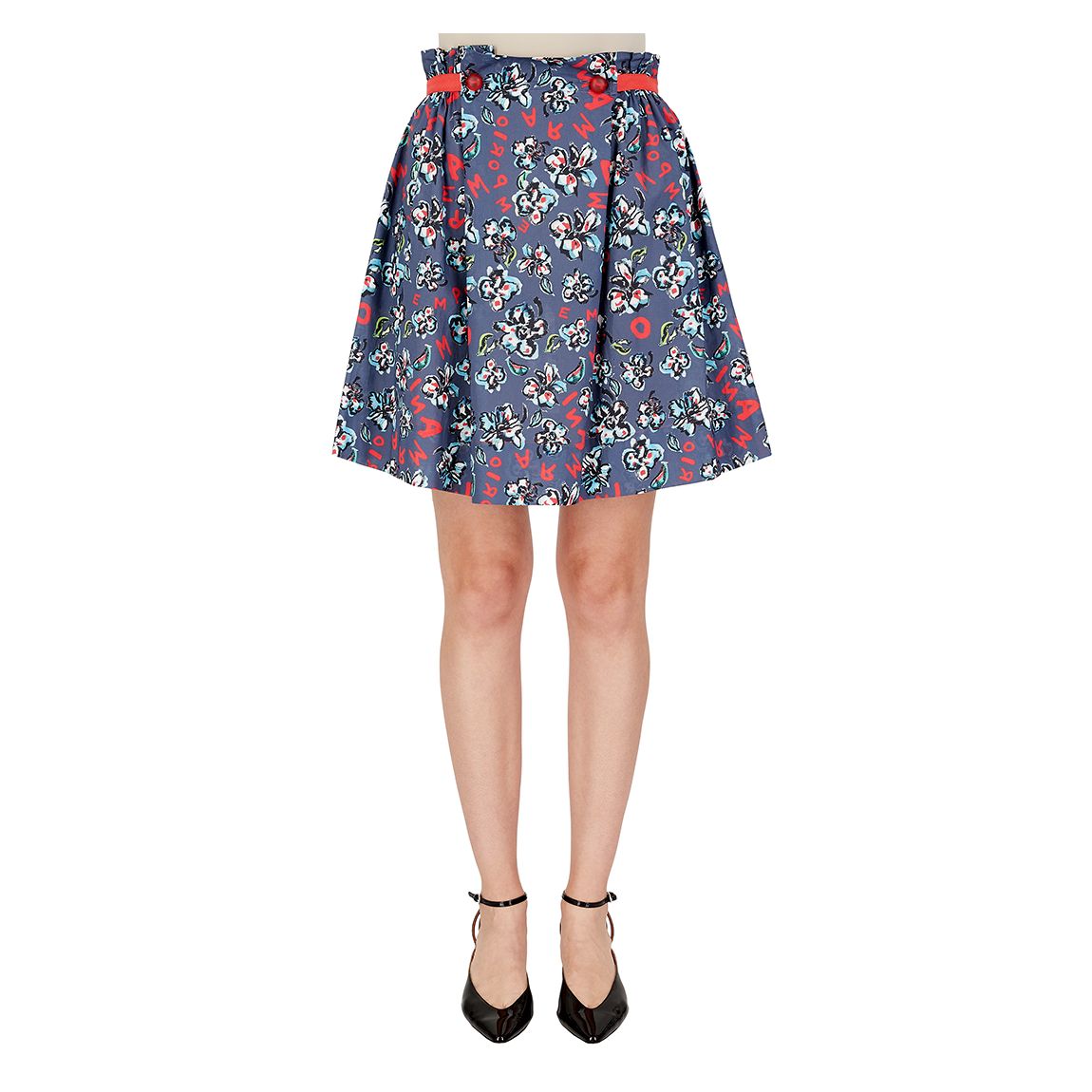 Blue Printed Cotton Mini Skirt main product photo