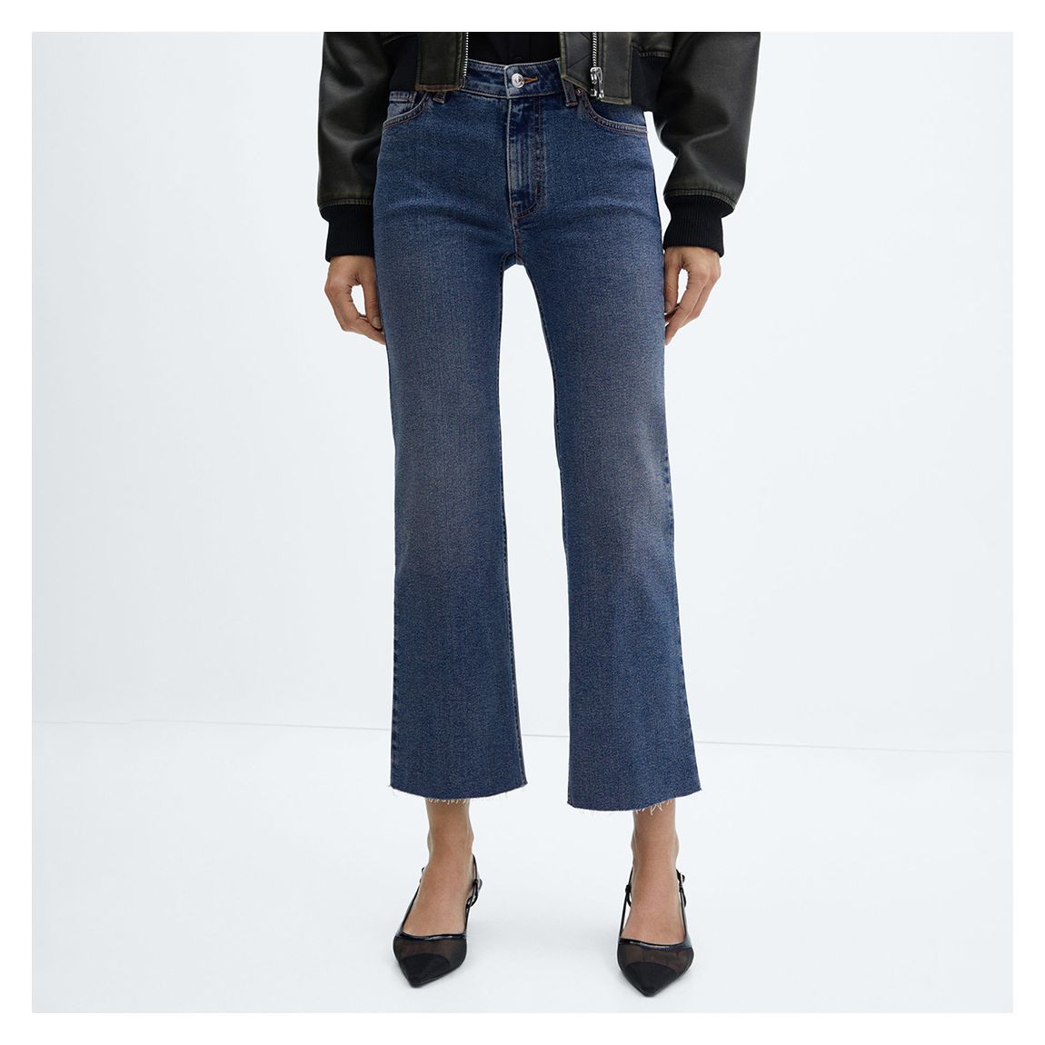 Blue Crop Flared Jeans main product photo