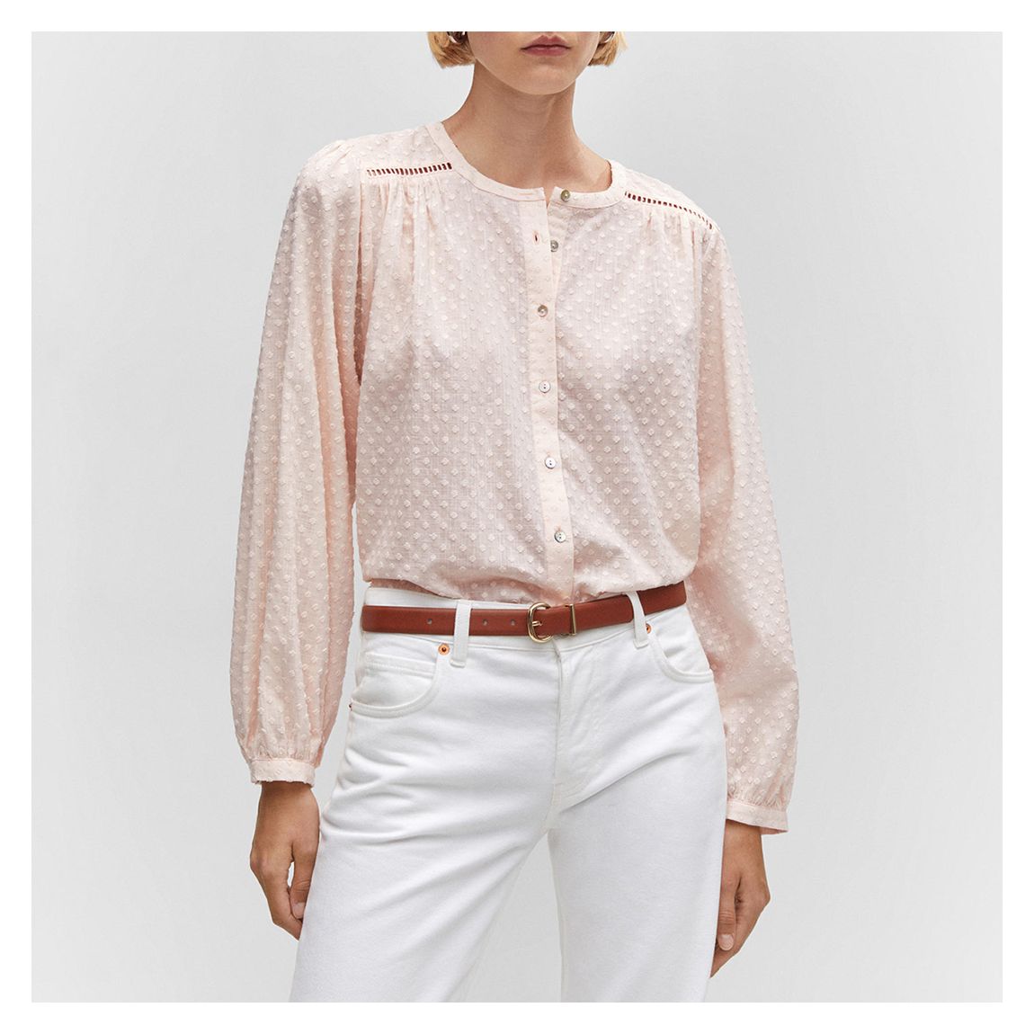 Pink Cotton Dobby Blouse main product photo