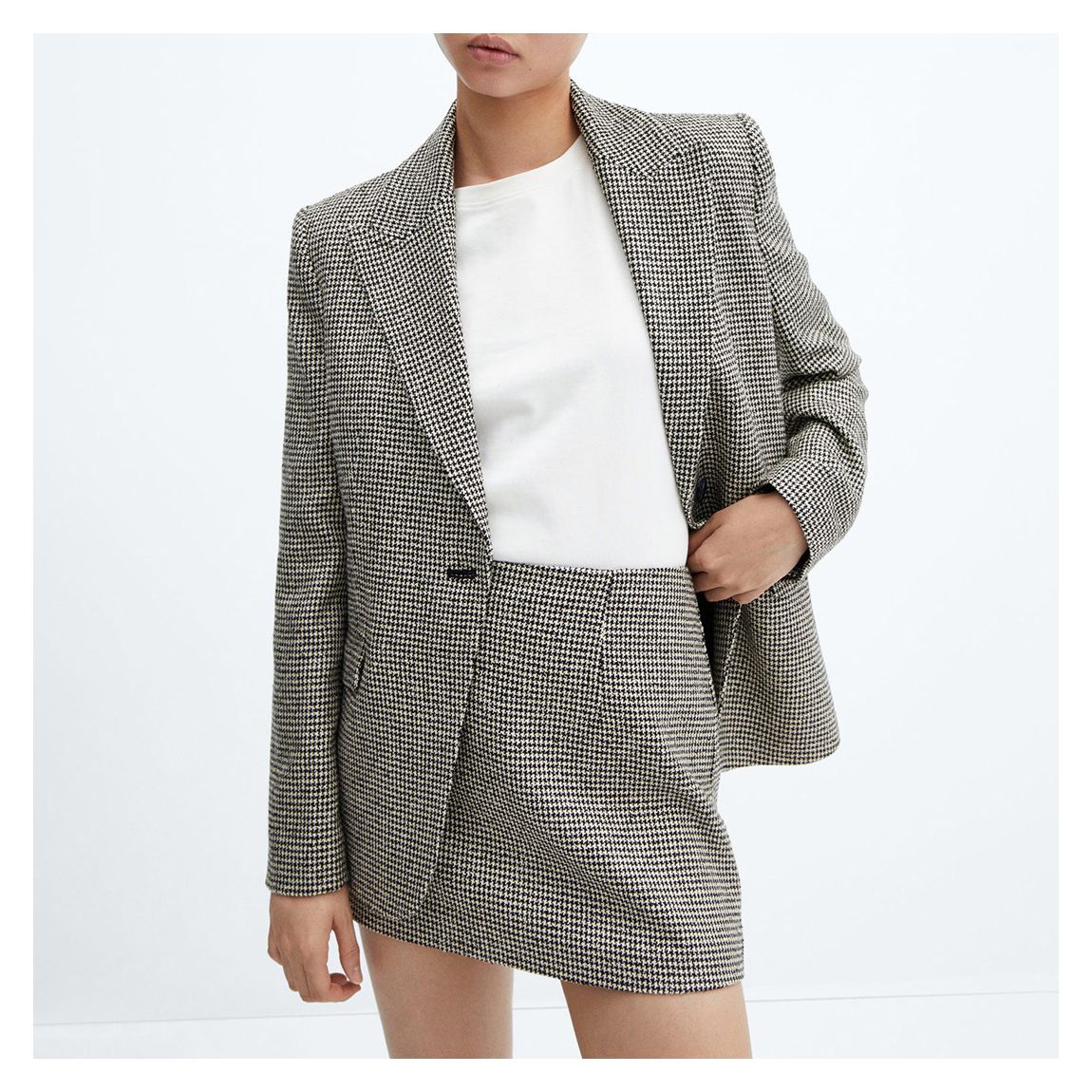 Black Houndstooth Straight Mini-Skirt main product photo