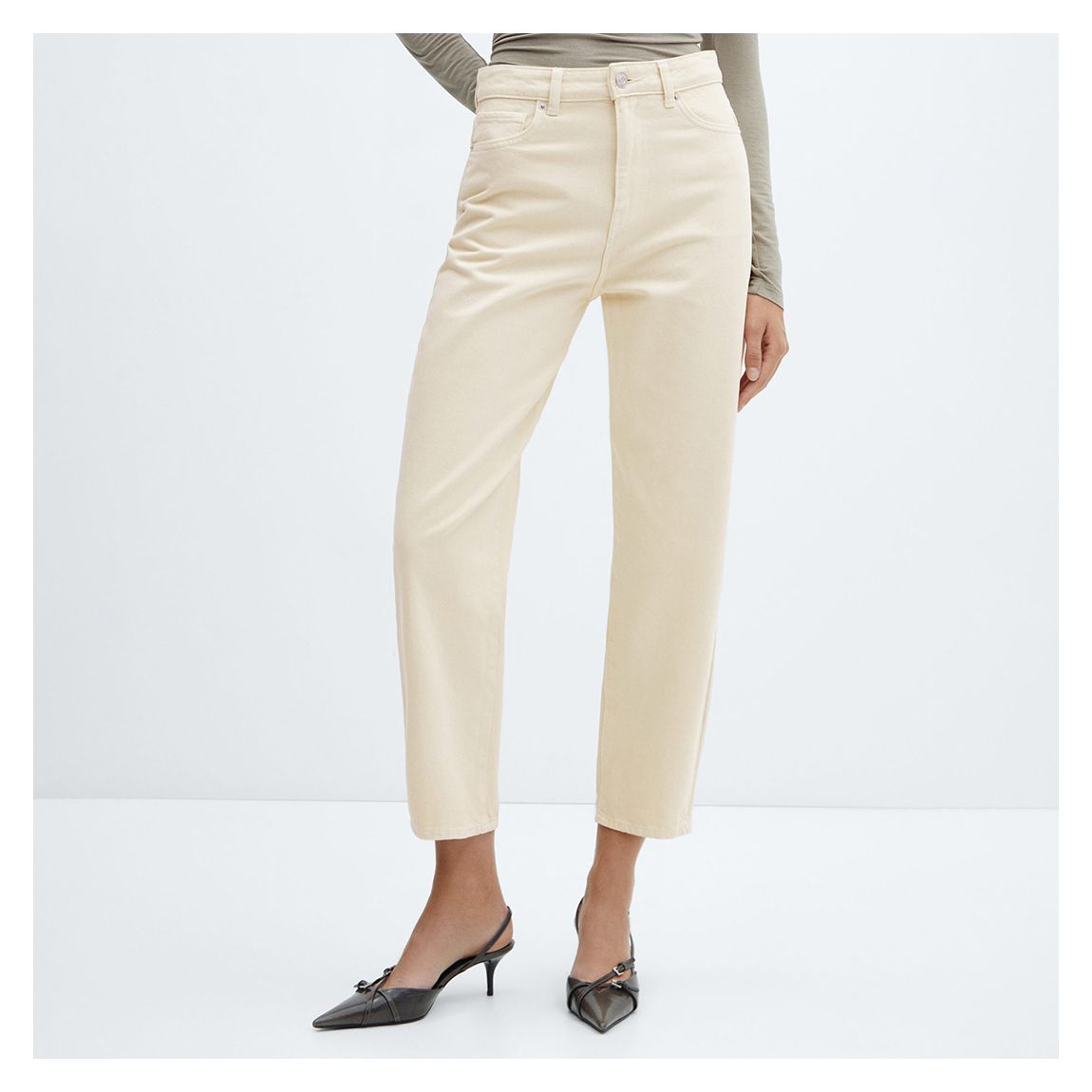 Cream High-Waist Jeans main product photo