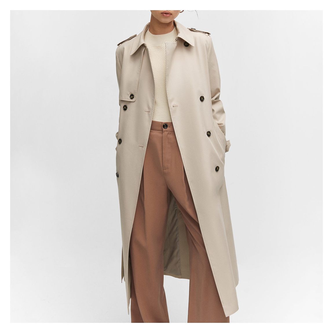 Grey Waterproof Cotton Blend Trench main product photo