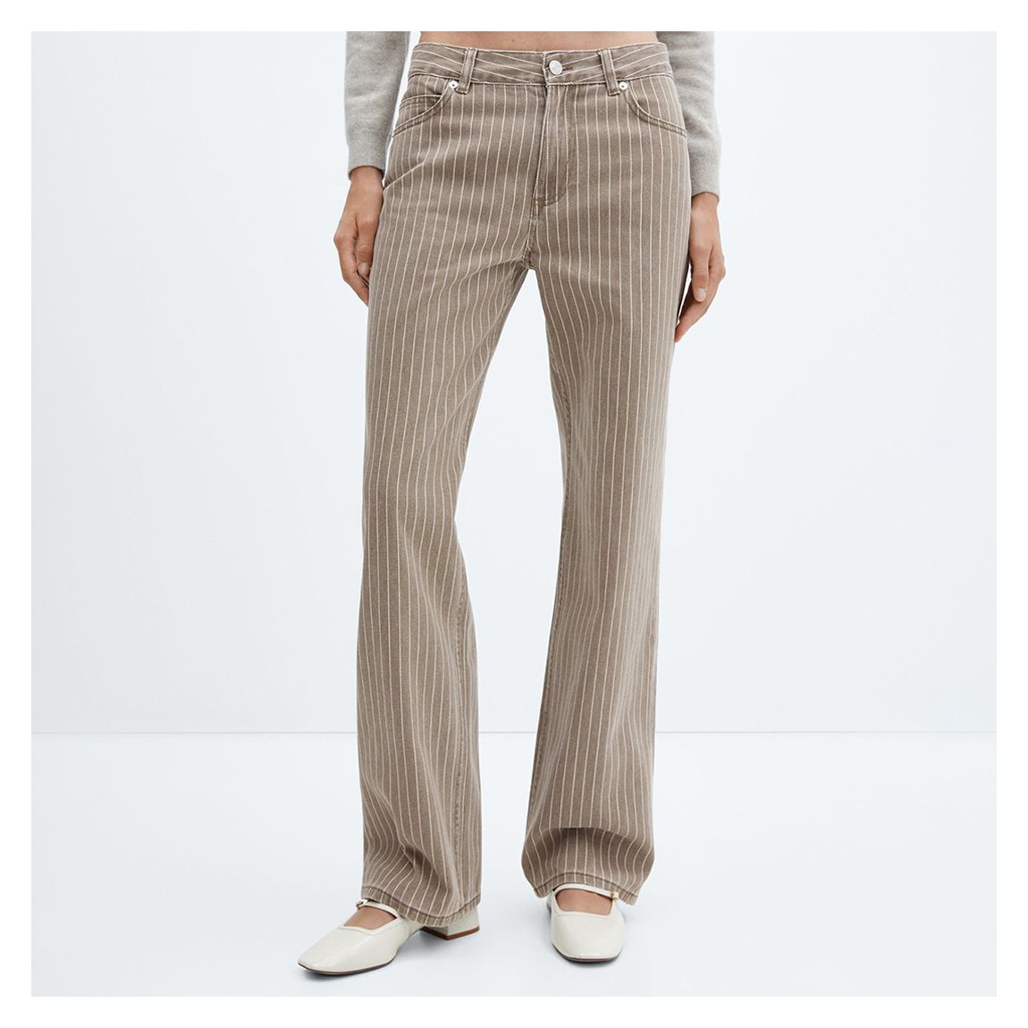 Brown Wideleg Pinstriped Jeans main product photo