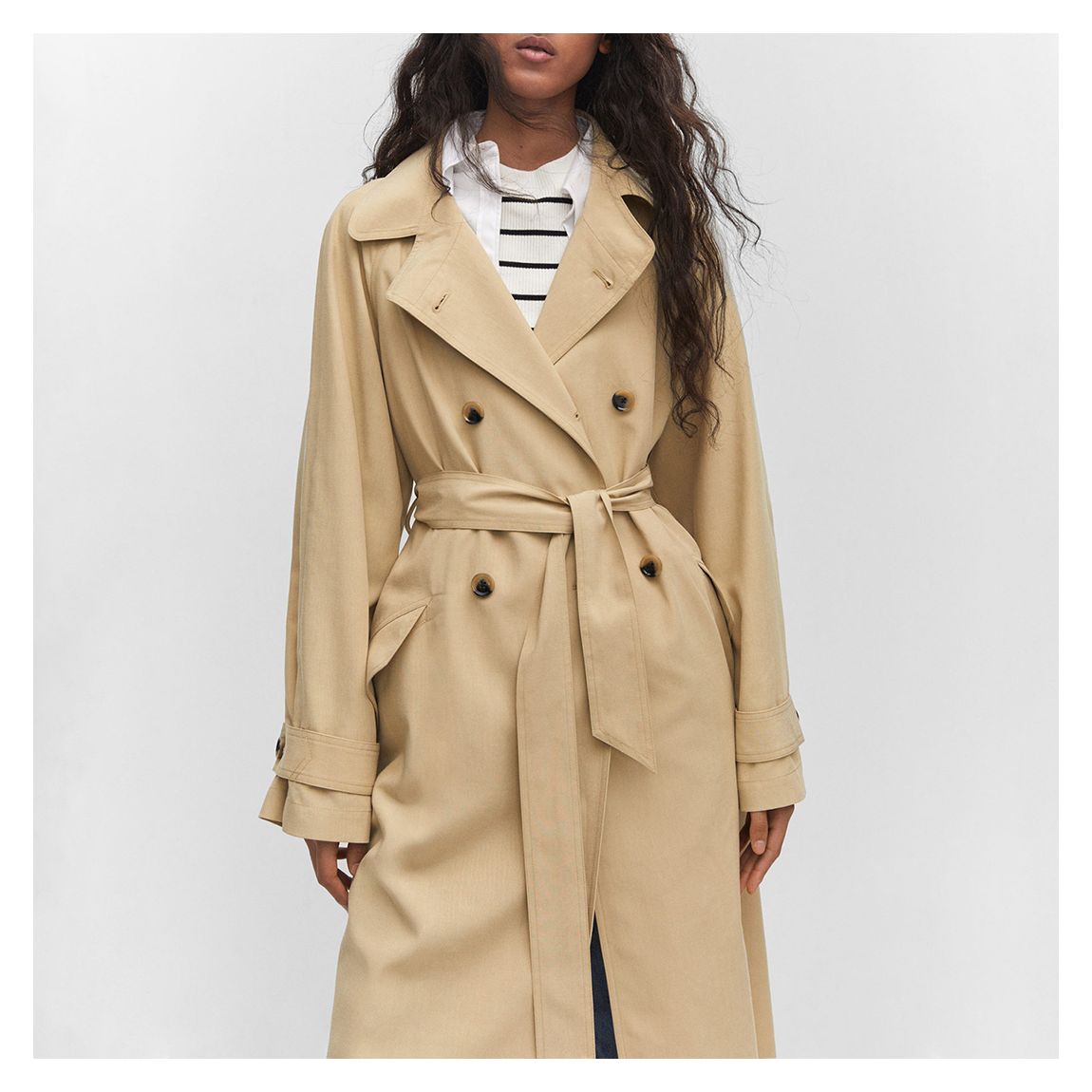 Beige Fluid Tencel Trench Coat main product photo