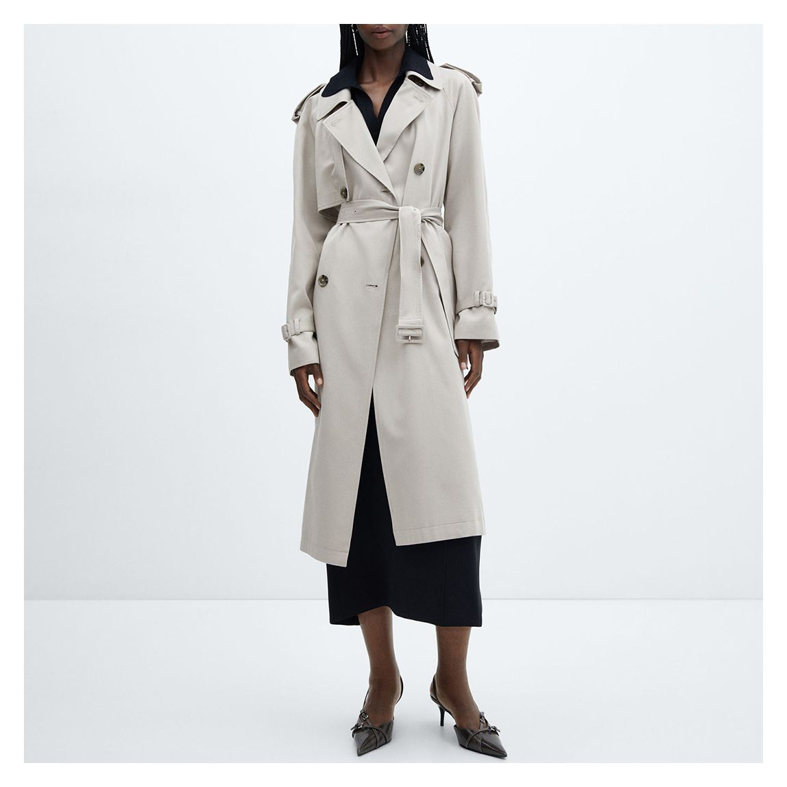 Grey Belt Trench Coat main product photo