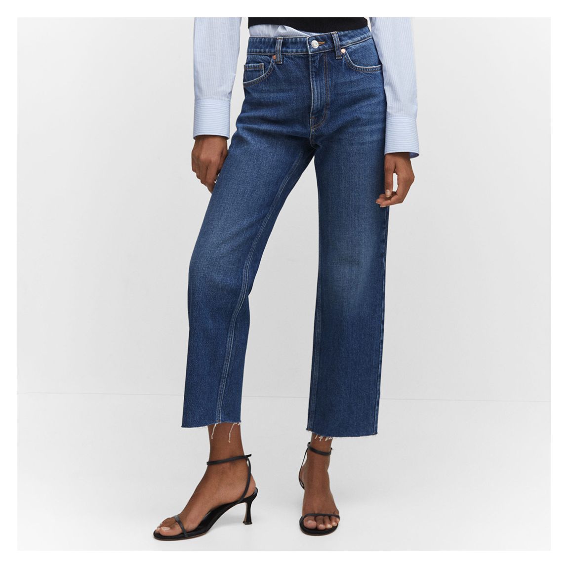 Blue Straight-Fit Cropped Jeans main product photo