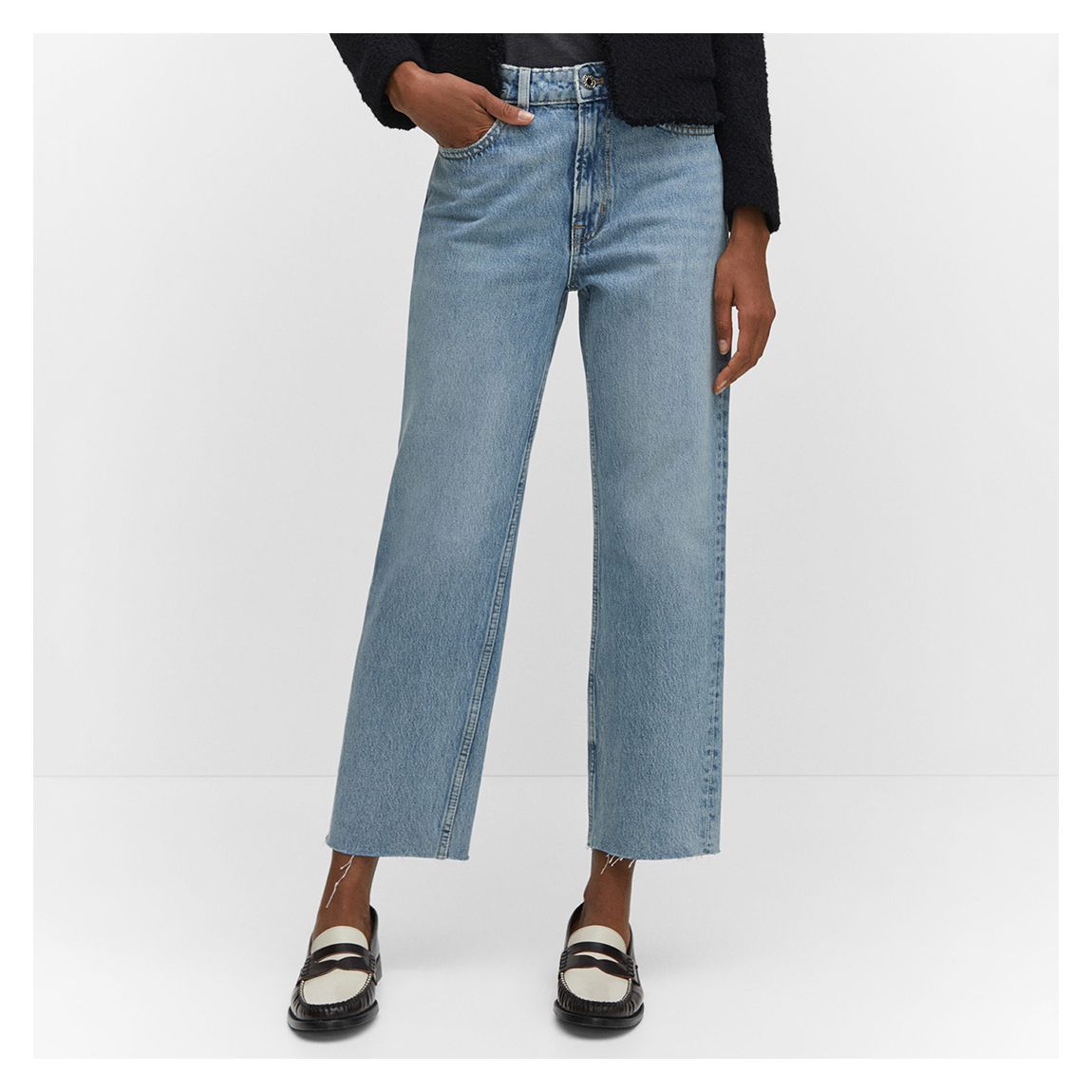 Blue Straight-Fit Cropped Jeans main product photo