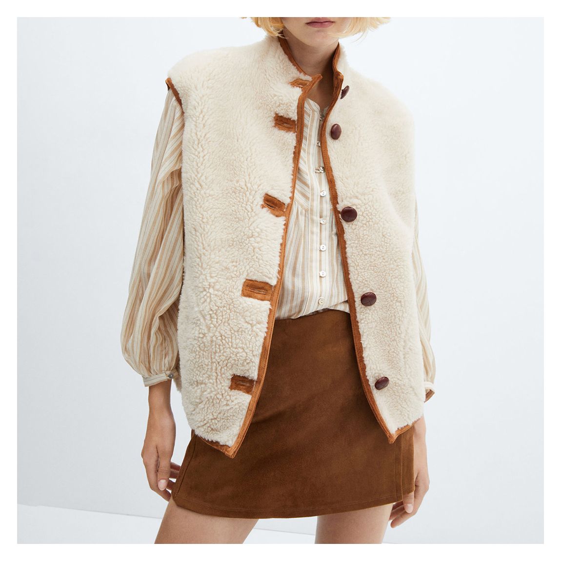Cream Reversible Shearling Gilet main product photo