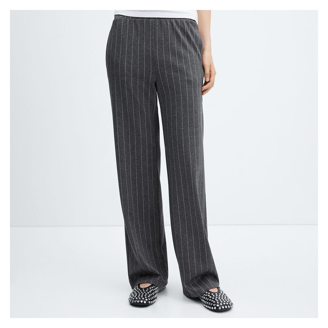 Grey Pinstripe Knitted Trousers main product photo
