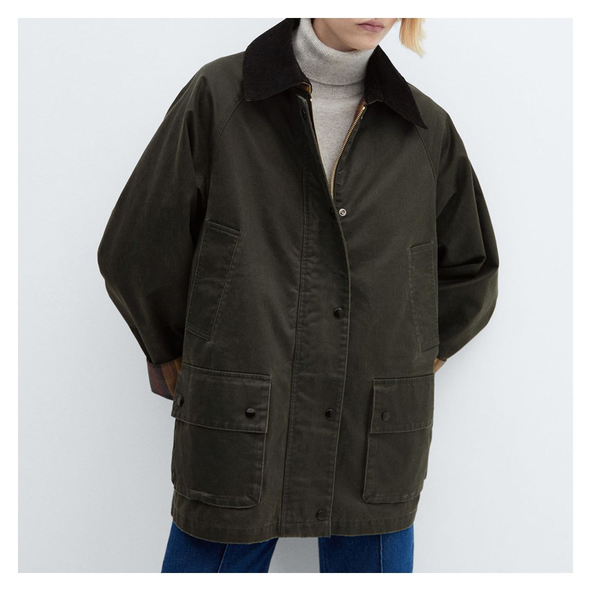 Green Waxed-Effect Parka Jacket main product photo