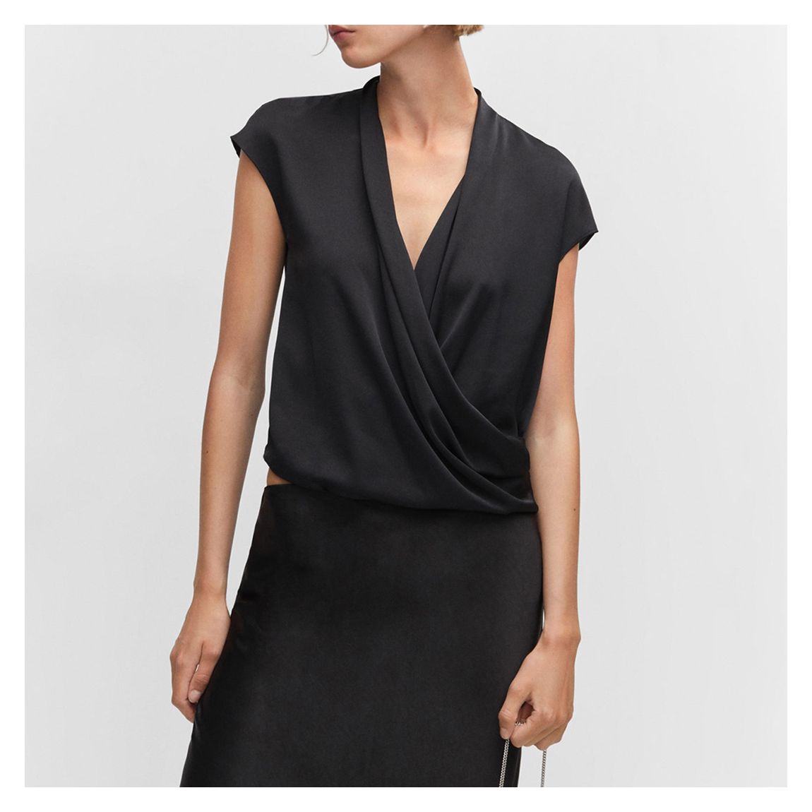 Black Wrap Sleeveless Blouse main product photo