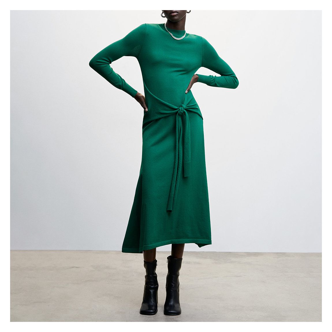 Green Bow Knitted Dress main product photo