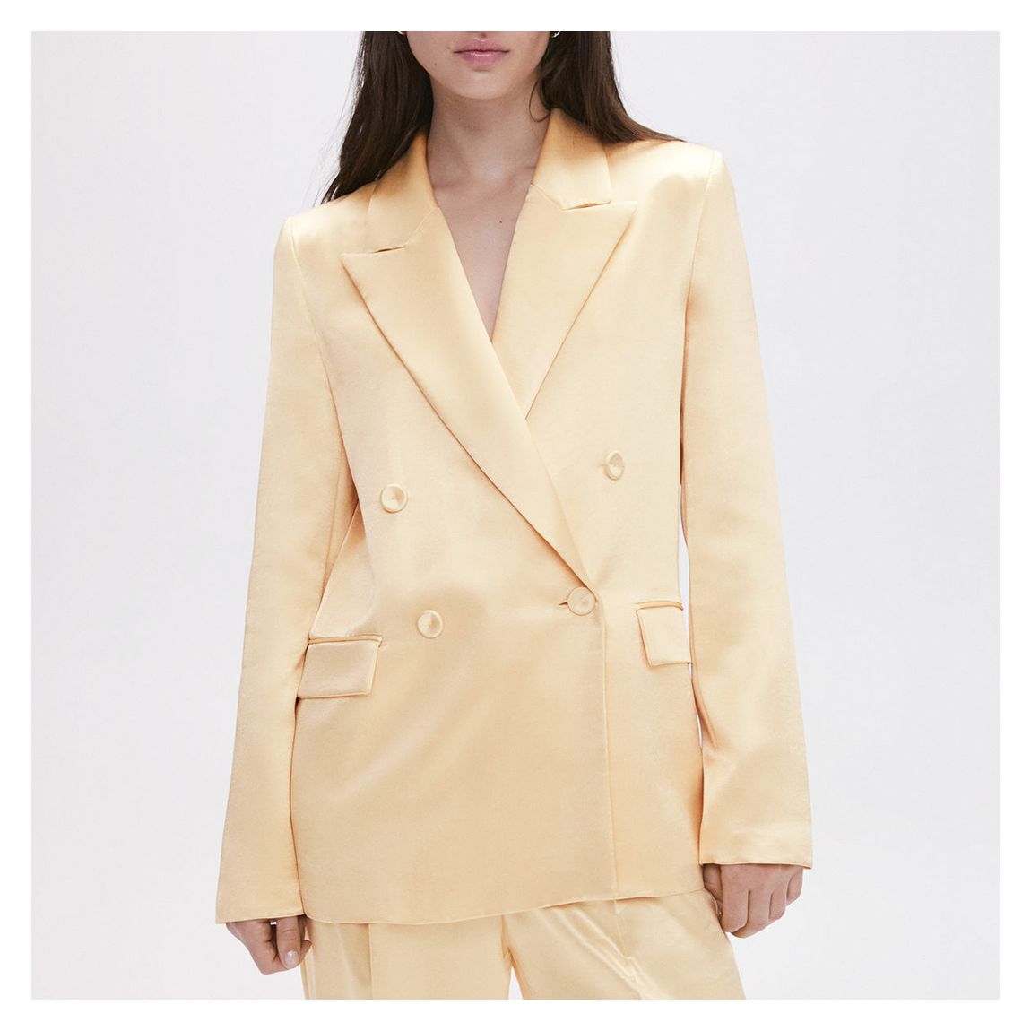 Cream Satin-Finish Suit Jacket main product photo