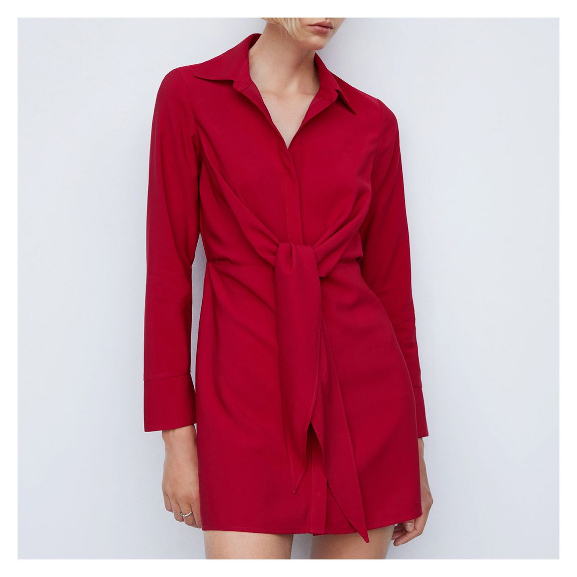 Red Knot Detail Shirt Dress main product photo