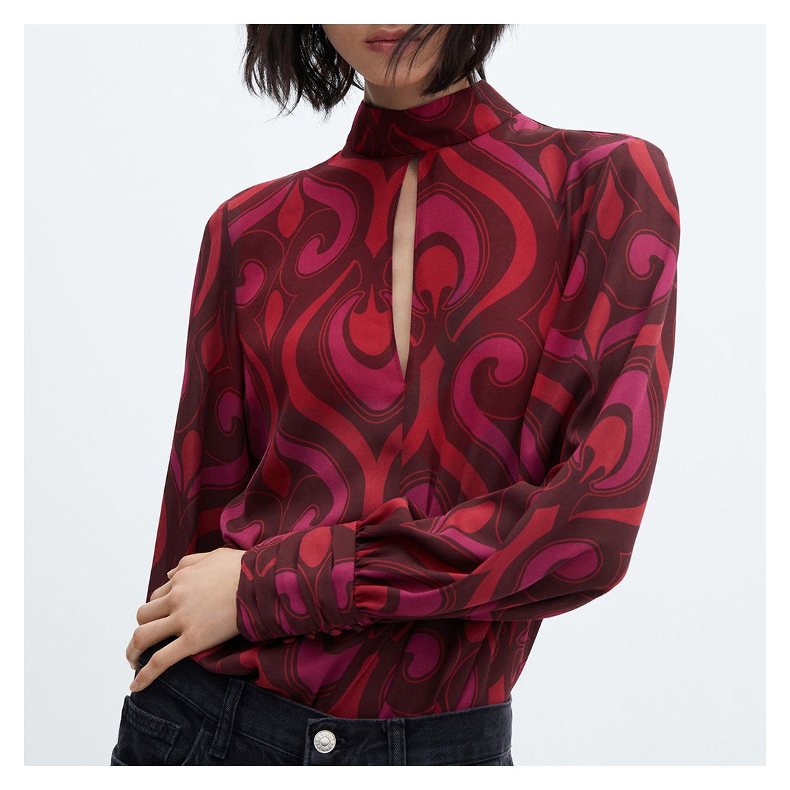Pink Floral-print cotton blouse main product photo